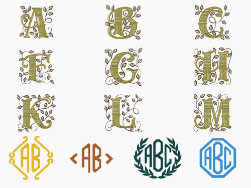 6 alfabetai ir monogramos