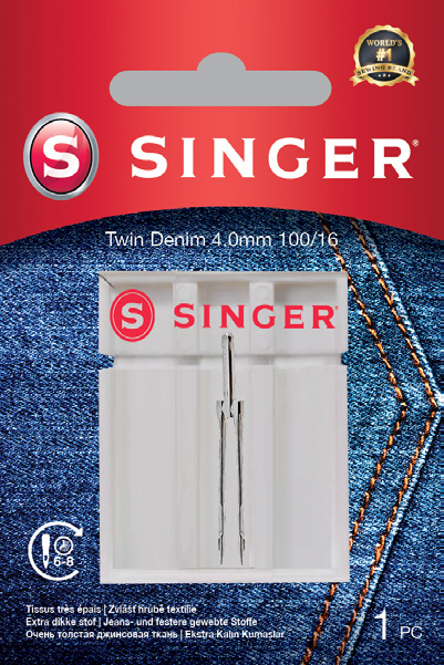 SINGER Twin Denim dviguba adata 4,0 mm 100/16, 1 vnt.
